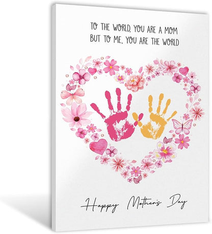 MIKAYENUS Happy Mother's Day Handprint Craft & Art Activity - DIY Handprint Gifts For Grandparents, Mom From Kid, Son, Daughter - First Mothers Day Gifts For Mom From Kids Arts And Crafts
