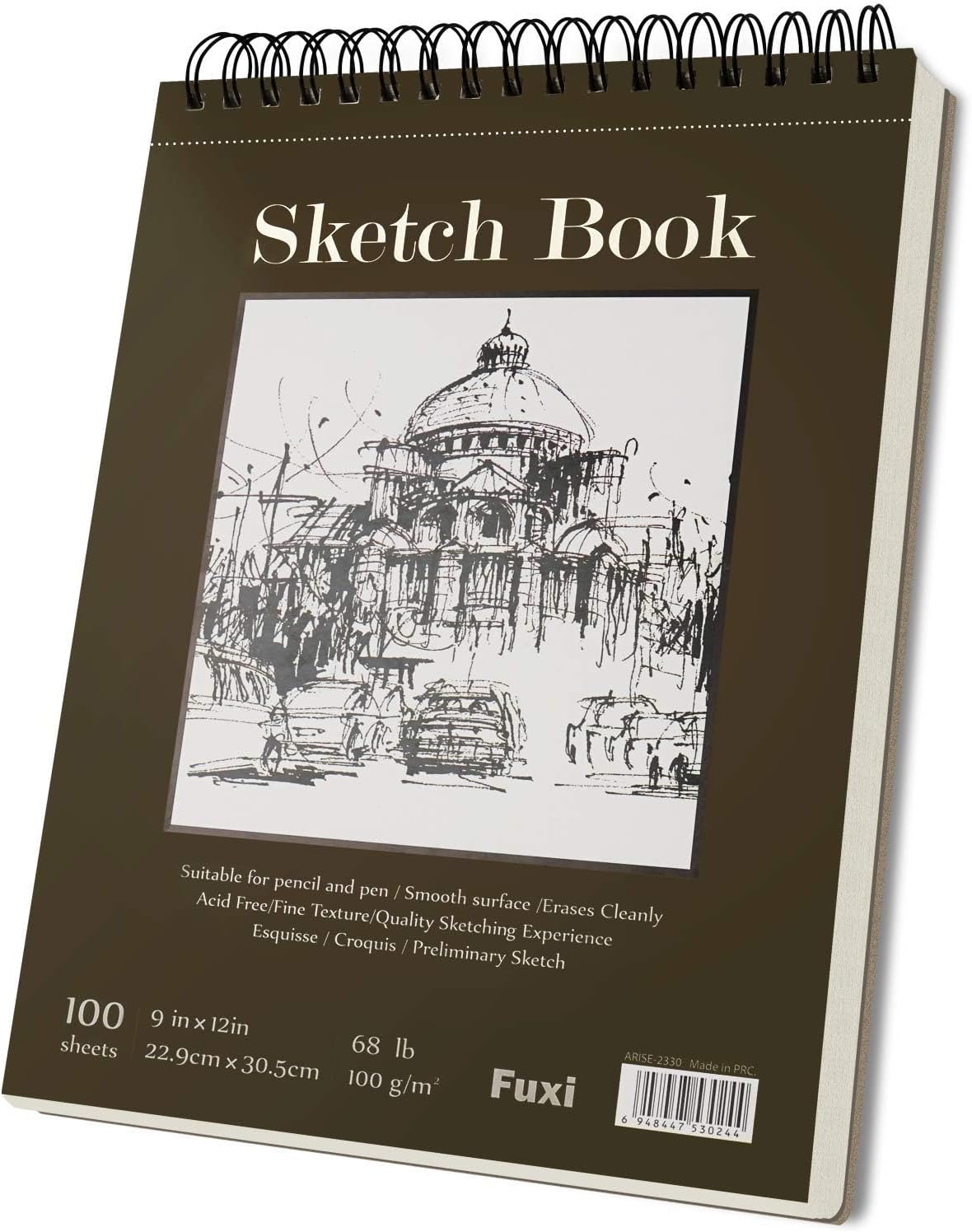 Fuxi 9" x 12" Sketch Book, Top Spiral Bound Sketch Pad, 100 Sheets 68lb/100gsm Acid-Free Drawing Paper, Art Sketchbook for Drawing Pad for Kids Artists & Beginners Professional Art Supplies for Adults - Crafty Corner