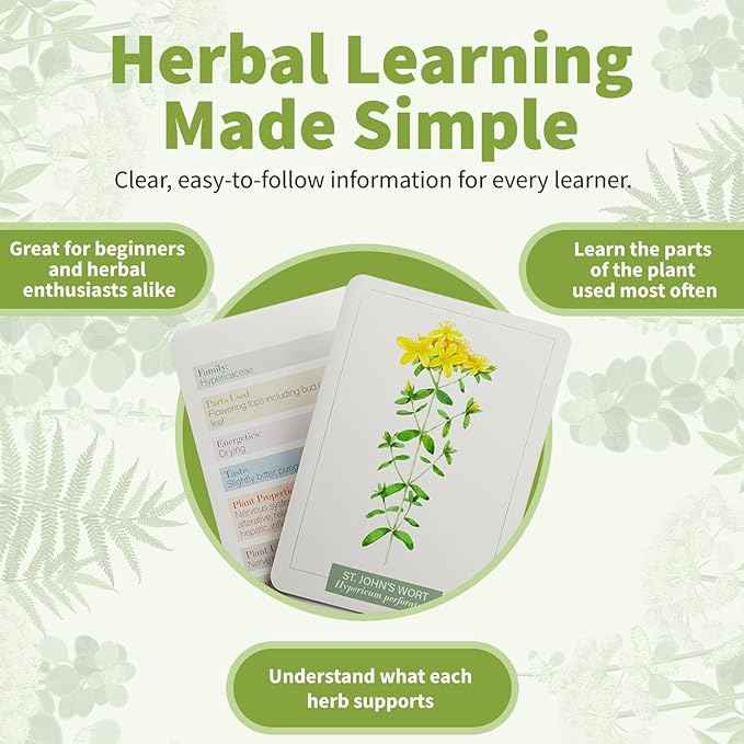 Herb Notes Flash Cards – Educational Plant Learning Cards with Botanical Illustrations – 48-Card Set for Plant Identification, Nature Study & Classroom Learning
