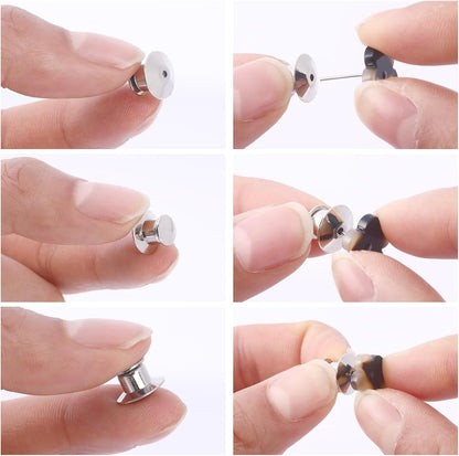 DECYOOL 30PCS Metal Locking Pin Backs, Pin Keepers Clasp Pin Backs Locking Buckles for Brooch DIY Crafts Badges Enamel Lapel Needles Pin Lock