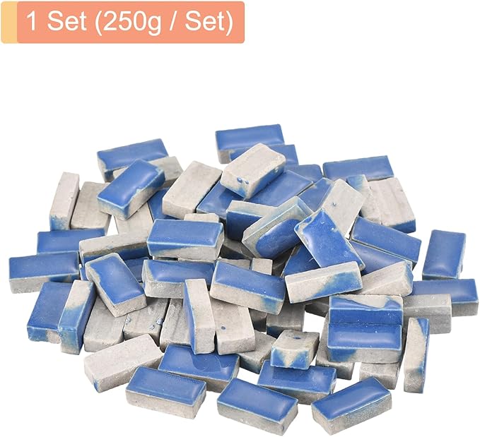 MECCANIXITY 250g Ceramic Mosaic Tiles for Crafts Bulk, Rectangle Blue Ceramic Tile for Mosaic Kits Garden Stepping Stone Cup Mat