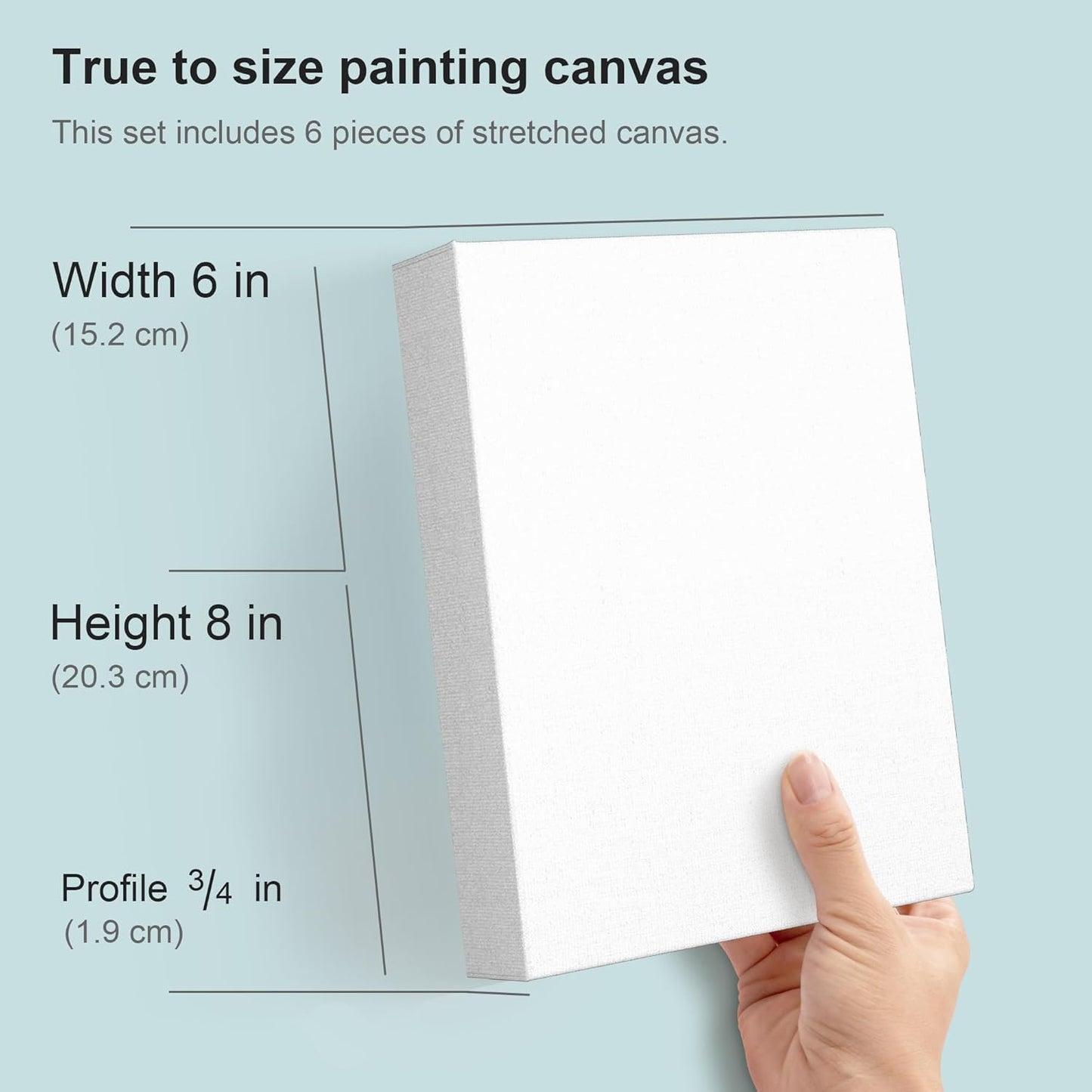 PHOENIX 6x8 Inch 6 Pack Artist Canvas - Small Stretched Canvases for Painting - 3/4 Inch Profile, 100% Cotton 11 Oz. Gesso Primed White Blank Professional Canvas Oil & Acrylic Paints