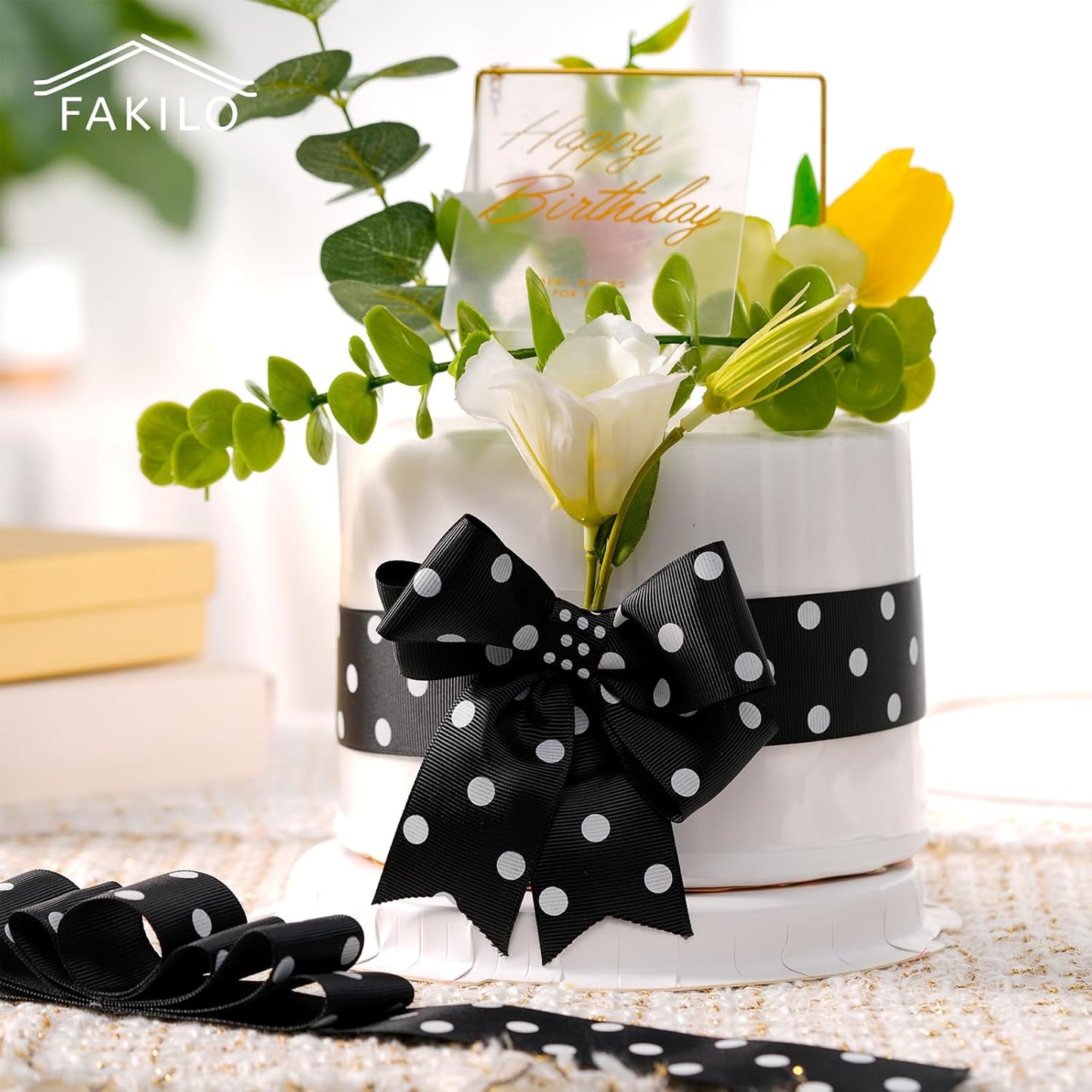 Polka Dot Grosgrain Ribbon 1.5 Inch, 25 Yards Spool Black and White Dot Craft Ribbon for Christmas Gift Wrapping DIY Crafts Hair Bows Wedding Party Decor Sewing and Home Decoration - Crafty Corner