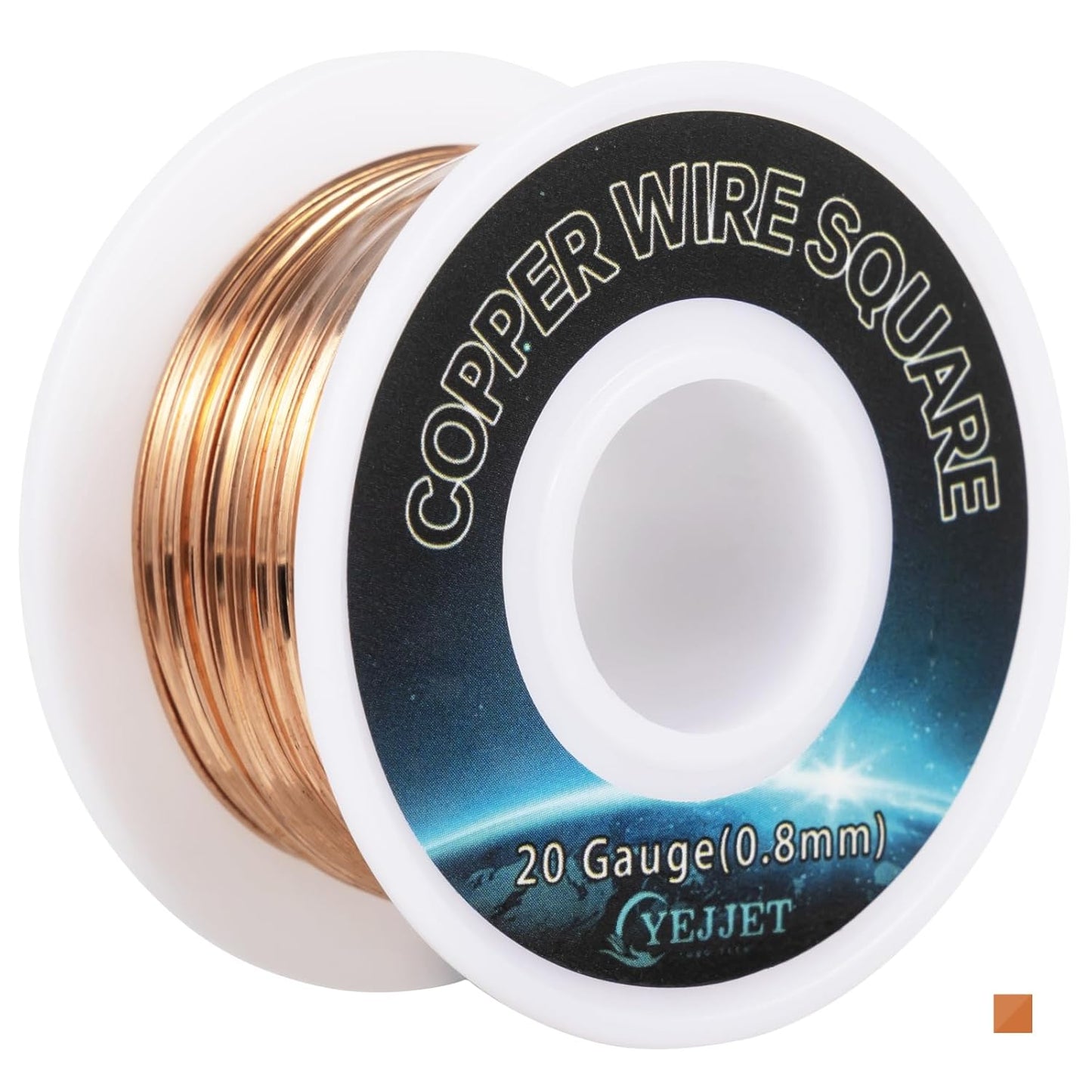 20 AWG Square Copper Wire - 0.8x0.8mm Thin Craft Wire, 50ft - Bulk Spool for Jewelry Business, Beading, and Crafts
