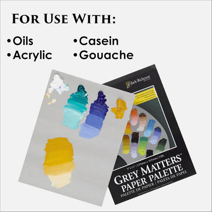 Jack Richeson Grey Matters Disposable Paper Palette 12” x 16”, 2 Pack, Includes 2 Palette Knives