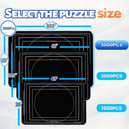Jigsaw Puzzle Mat Roll Up, Portable Saver Pad 53” x 35” Up to 3000 Pieces, Puzzle Matt Rollup with Non-Slip Rubber Bottom & Smooth Top. (6 Sorting Trays & 1 Storage Bag)