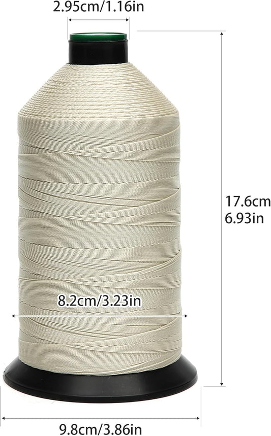 Extra Strong Bonded Nylon Thread #138 Tex135 – 16 OZ, 3000yds, Versatile Stitching Solution for Leather, Upholstery, Canvas Repair and More (Beige)