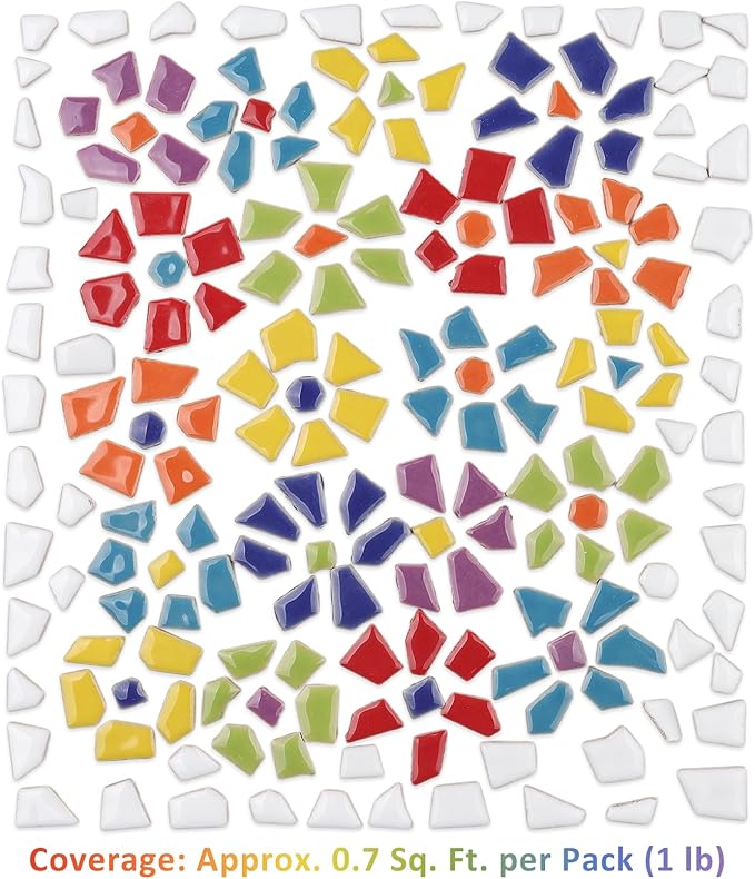 Artspac Ceramic Mosaic Tiles Bulk, 1 Pound Broken Mosaic Tiles for Crafts Supplies, Blue Small Mosaic Ceramic Tiles for DIY Outdoor Decoration