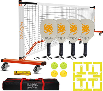 Zdgao Pickleball Set with Net for Driveway, 22 FT Regulation Size Pickle Ball Net Set with Pickleballs, Court Markers and Carry Bag, Steady Metal Frame for Outdoor, Indoor Court