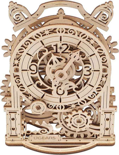UGEARS Vintage Alarm Clock 3D Puzzle - Wooden Model Kit for Adults to Build - Mechanical Model Desk Clock Making Kit - 3D Jigsaw Puzzle Wood Toy Clock - DIY Brain Teaser Puzzle Construction Set