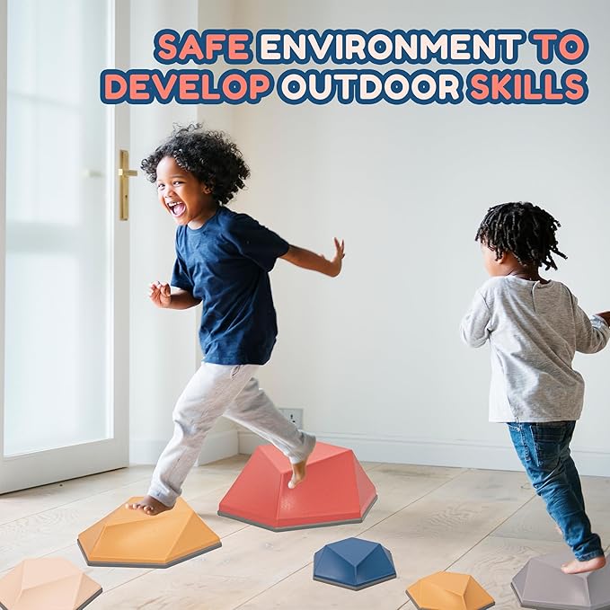 Kids Stepping Stones 8PCS for Balance & Motor Skill Development, Versatile Coordination Training Blocks for Play and Learning
