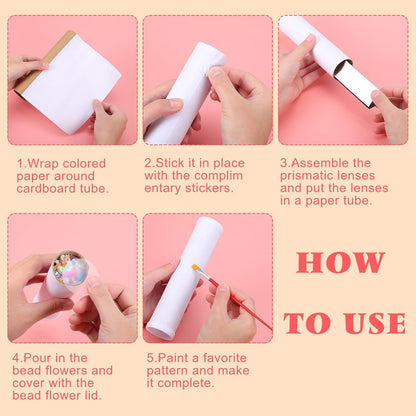 Totority Blank DIY Kaleidoscope Making Kit for Kids 15 Pcs Variety Kaleidoscope Tool, DIY Kits, Preschool, Classic Material for Making Teaching, White