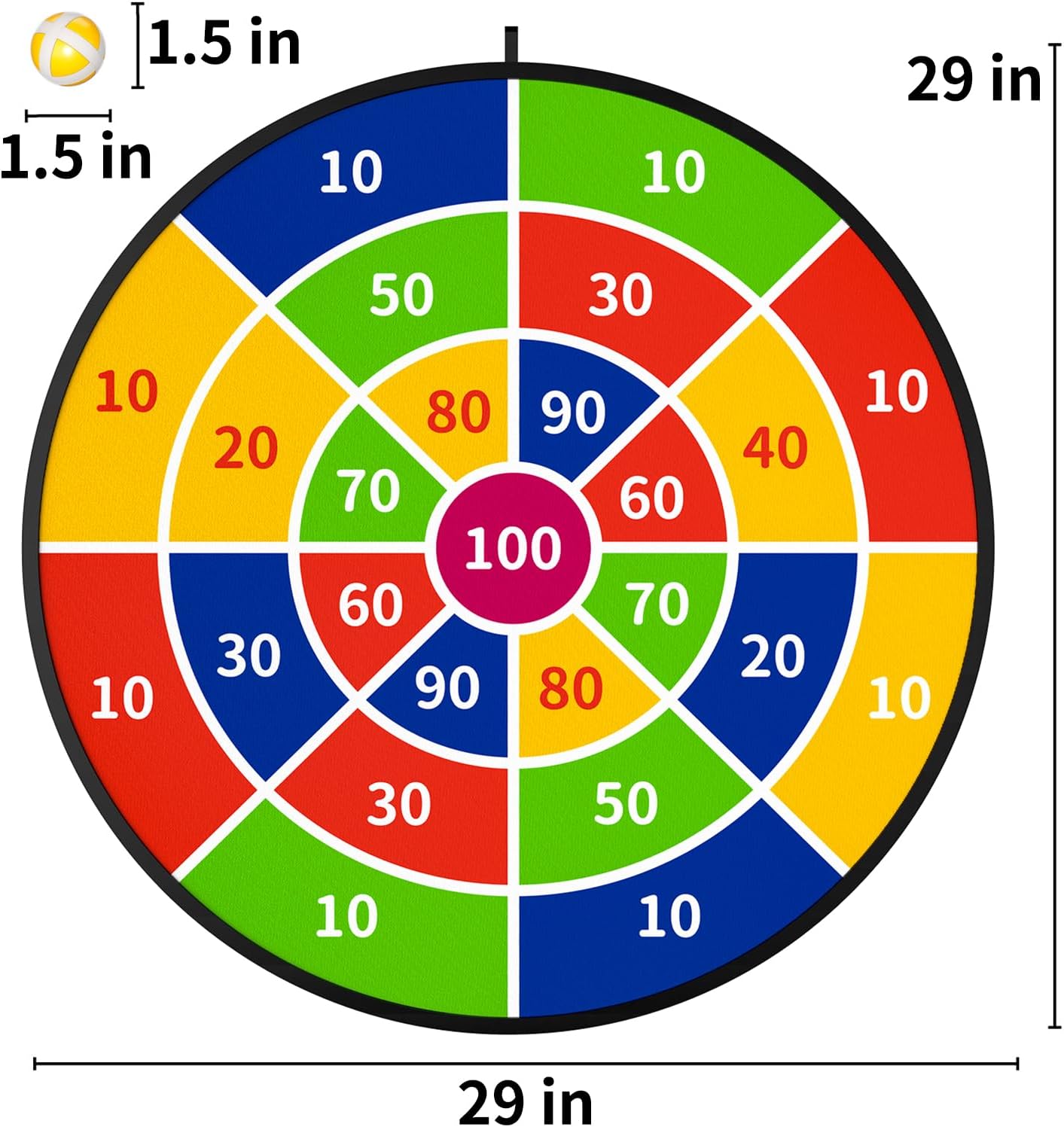 TEMI 29" Large Dart Board for Kids, Boys Toys Dartboards with 20 Balls, Indoor and Outdoor Sport Fun Party Play Game Toys, Birthday Gifts for Boys Girls 3 4 5 6 7 8 9 10 11 12 Years Old