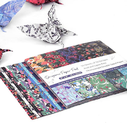 Origami Paper Kit 50 Sheets 6 Inch Square Double Sided Color 50 Vivid Japanese Washi Chiyo Colors for Hand Crafts Origami Paper Arts Creativity Flowers - Crafty Corner