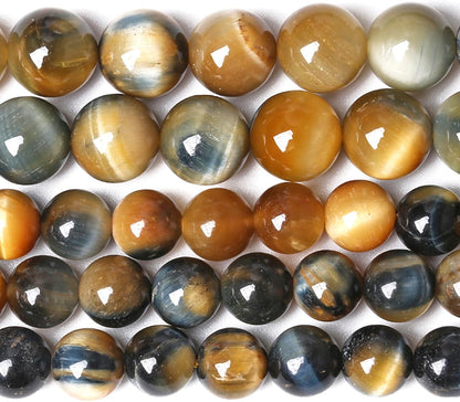 8MM Dream Blue Tiger Eye Stone Beads Natural Gemstone Round Loose Beads for Jewelry Making Bracelet Necklace 90pcs 2 Strands 32"