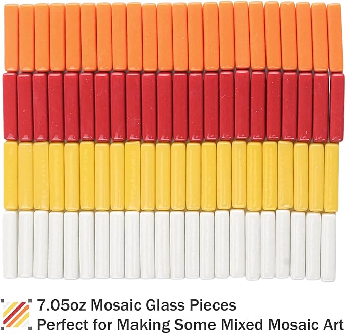 Youway Style Mosaic Tiles for Crafts Bulk,200g Mixed Colors Mosaic Glass Pieces,Strips Shapes Glass Tiles for DIY Crafts Art,Mosaic Supplies and Mosaic Projects (Multi-Red)