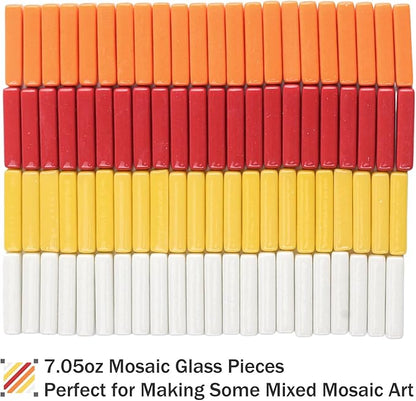 Youway Style Mosaic Tiles for Crafts Bulk,200g Mixed Colors Mosaic Glass Pieces,Strips Shapes Glass Tiles for DIY Crafts Art,Mosaic Supplies and Mosaic Projects (Multi-Red)