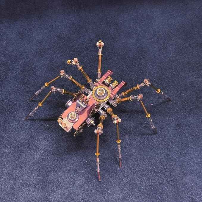 3D DIY Venomous Fang Sentinel Spider B Metal Puzzle Kits, 204PCS Mechanical Snail Metal Steampunk Insect Model Kit, Creative Collectible Display Piece for Adults