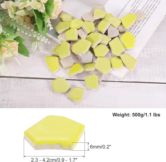 uxcell 500g/1.1LB Irregular Ceramics Mosaic Tiles, 2.3-4.2 cm Bulk Stained Ceramic Mosaic Pieces Stones Mosaic Kits for DIY Art Craft Projects Home Decor, Yellow