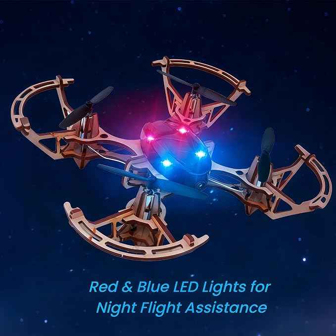DIY Mini Wooden RC Drone Kits - Hands-On Building Set for Teens 14+, Educational Science Toy with Headless Mode & Altitude Hold, Beginner-Friendly Quadcopter