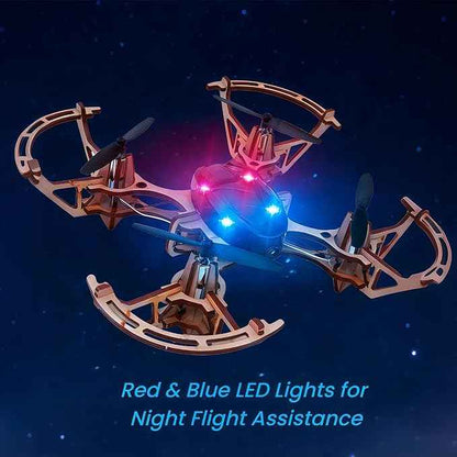 DIY Mini Wooden RC Drone Kits - Hands-On Building Set for Teens 14+, Educational Science Toy with Headless Mode & Altitude Hold, Beginner-Friendly Quadcopter