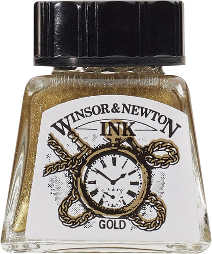Winsor & Newton, Gold Drawing Ink, 14ml Bottle - Crafty Corner