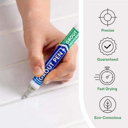 Grout Pen Light Grey Tile Paint Marker: Waterproof Grout Paint, Tile Grout Colorant and Sealer Pen - Light Grey, Wide 15mm Tip (20mL)