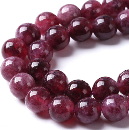 90PCS 8MM Natural Stone Kunzite Purple Jade Beads Round Loose Beads for Jewelry Making Bracelet 2 Strands 32"