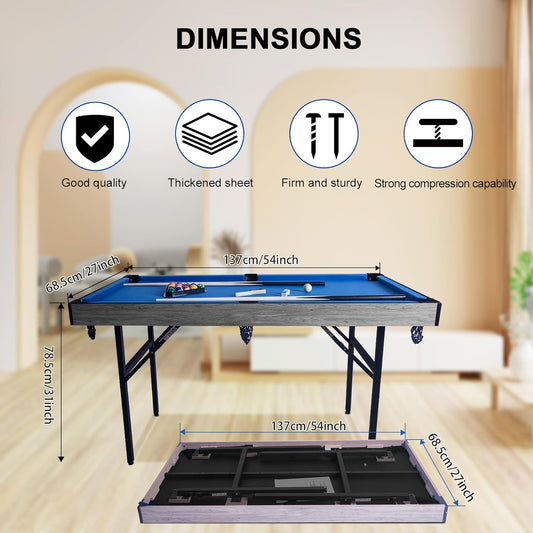 54" 5in1 Multi-fuction Games Table,Folding Multi Game Combination Table Set with Soccer Foosball Table,Pool Table,Hockey Table,Table Tennis Table,Basketball