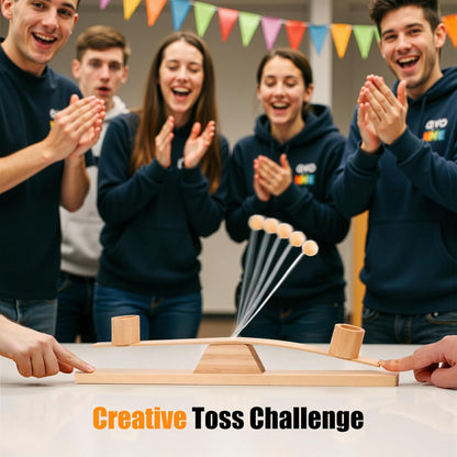 Ring Toss Game, Portable Wooden Tabletop Game for Teens & Adults, Skill Development & Dexterity Challenge, Office Desk Travel Party Camping Game Night Fun