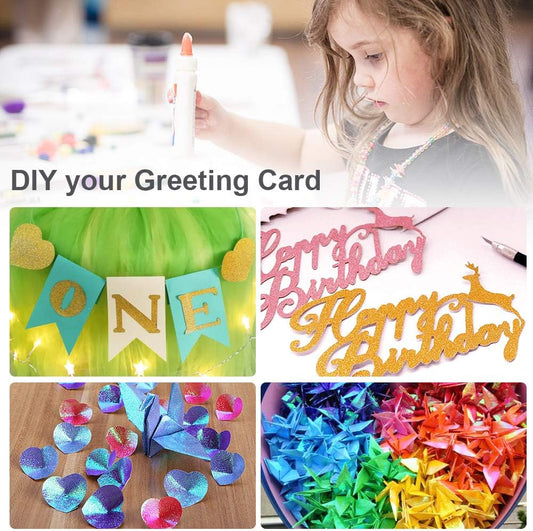 UCEC 50 Sheet Shiny Origami Paper 10 Colors Square Iridescent Origami Paper, Decoration Glitter Square Folding Papers for Kids Arts & Crafts Projects - Crafty Corner