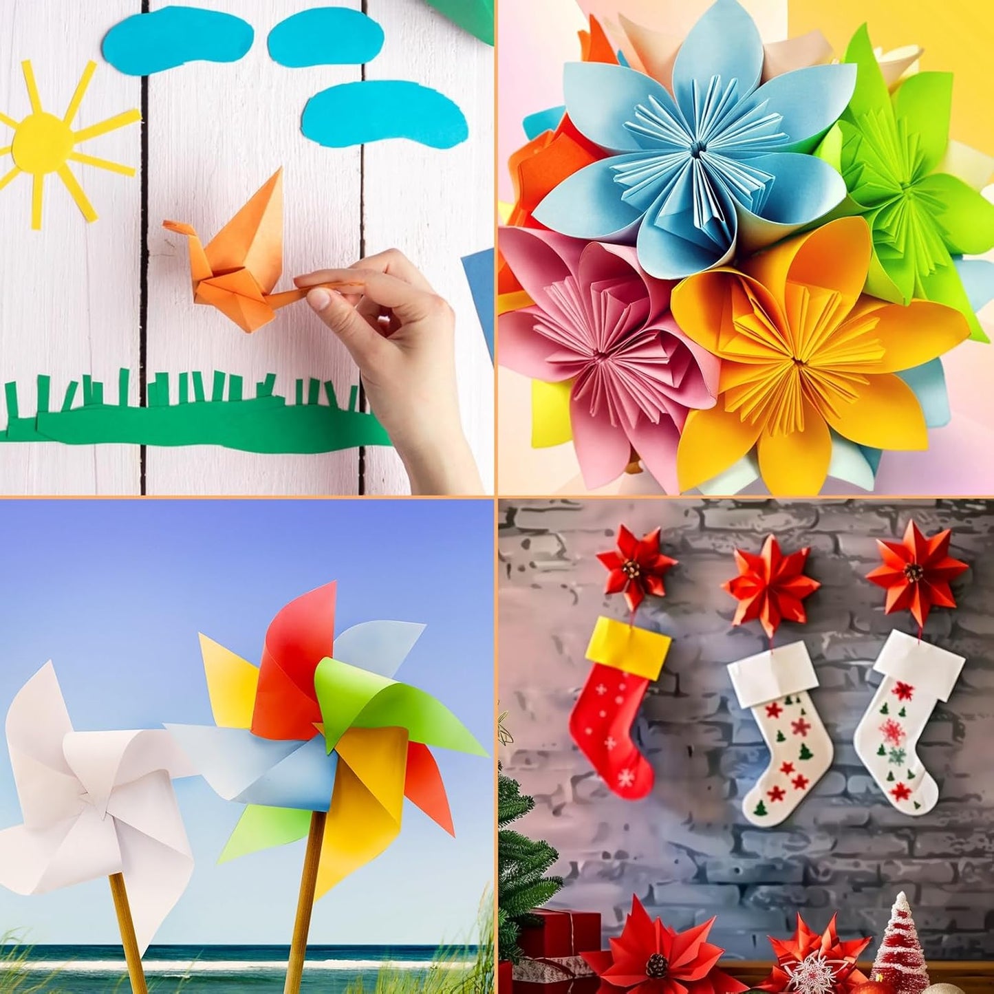 Square Origami Paper, 200 Sheets, 20 Colors Origami Kit for Kids Ages 8-12, Double Sided Colored Paper Folding Paper Origami Paper for Crafts(100 pcs of 6×6in & 100pcs of 8×8in) - Crafty Corner