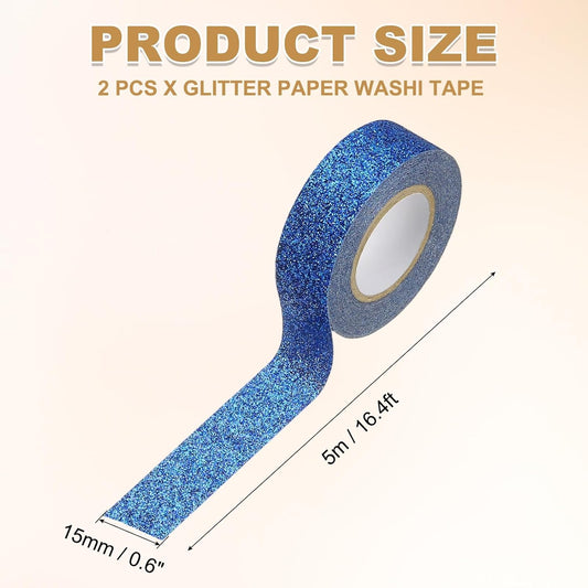 PATIKIL 2 Roll Glitter Paper Washi Tape, Washi Decorative Tape for Crafts, Navy