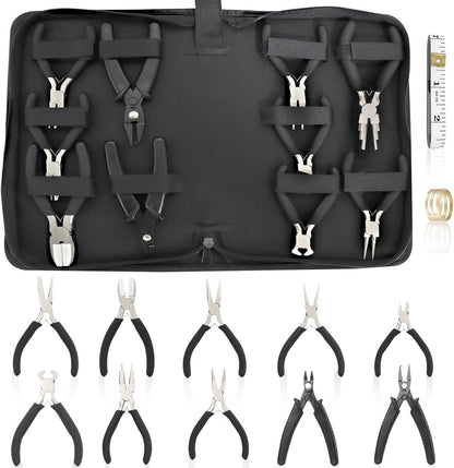 10 Pack Jewelry Pliers Set, Mini Pliers Set, Jewelry Making Include Flat, Jewelry Tools, Needle, Round, Bending Linesman, Applicable to Handicrafts, Earring Making, Repairing - Crafty Corner