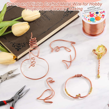 Anezus 12 Gauge Craft Wire Bendable - 2mm Metal Armature Sculpting Wire for Crafting, Wreath Making, Jewelry Making, Beading, Floral (Copper, 100 Feet)