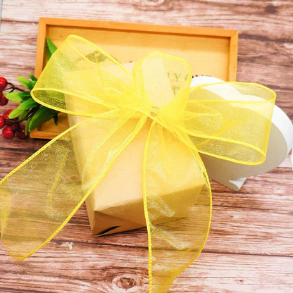 CT CRAFT LLC Sheer Organza Wired Ribbon 2.5" x 25 Yards x 2 Rolls Yellow for Wedding Chair Bow Flora Bouquet Gift Wrapping Christmas Tree Home Decor Wreath - Crafty Corner