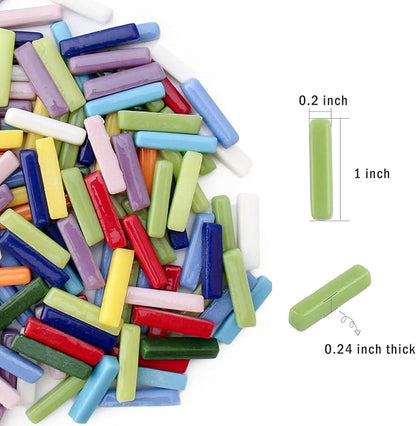 Youway Style Stick Mosaic Tiles for Crafts,228g Multi Colors Glass Mosaic Pieces Bulk, Linear Shape for DIY Art Crafts Supplies and Mosaic Outdoor Projects