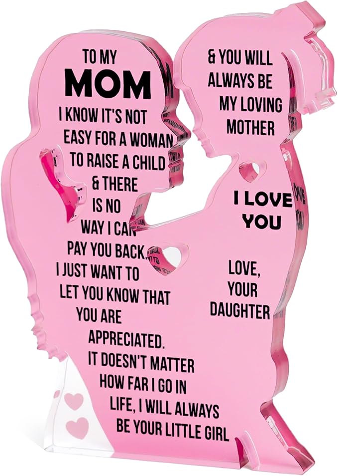 Mom Gift from Daughter Acrylic Plaque – Mother Daughter Gift, Mothers Day Gifts for Mom, Best Presents for Moms, Best mom Ever Gifts, Mothers Day Decor for Mother's Day