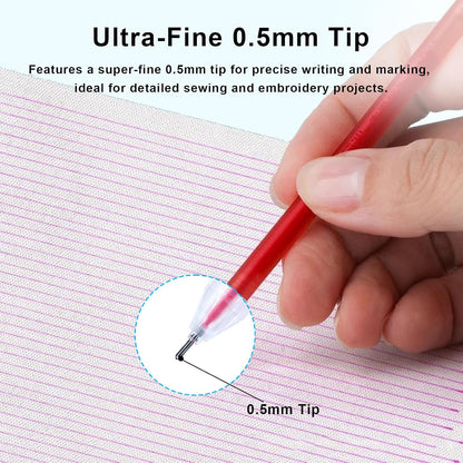 7-Color Heat Erasable Fabric Markers with 42 Refills, Extra-Fine 0.5mm Tip for Sewing, Quilting, Embroidery, Crafts & DIY Projects