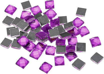 MECCANIXITY Mosaic Tiles 55 Pieces, 13 Faces Glitter Crystal 1 x 1cm for Crafts Bulk, Mosaic Art Kits Stained Glass Pieces for Handmade Jewelry Art DIY Material (Fuchsia)