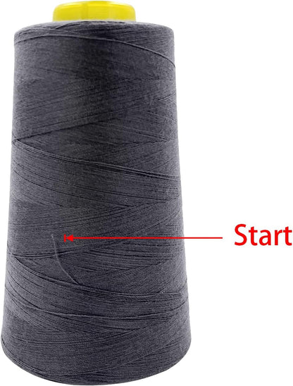 Tortoise 4 Cones of 3000 Yards Each Spool Thread for All Purpose, Serger, Overlock, Quilting, Sewing Machine - 100% Polyester, 40S/2 Dark Gray