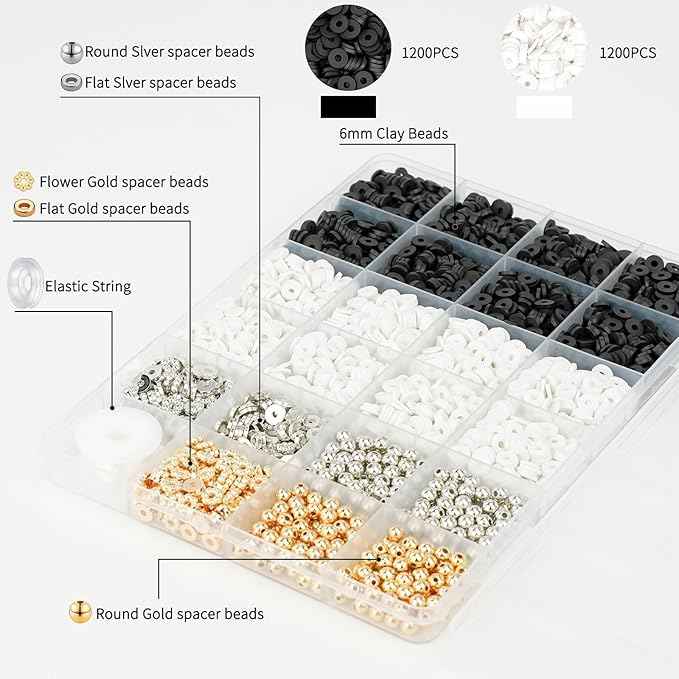 Gionlion 3000 Pcs Clay Beads Bracelets for Women Adults, Bracelet Making kit Golden Beads for Jewelry Making, Charms Bracelet Kit DIY Arts and Crafts Birthday Valentines Day Gifts