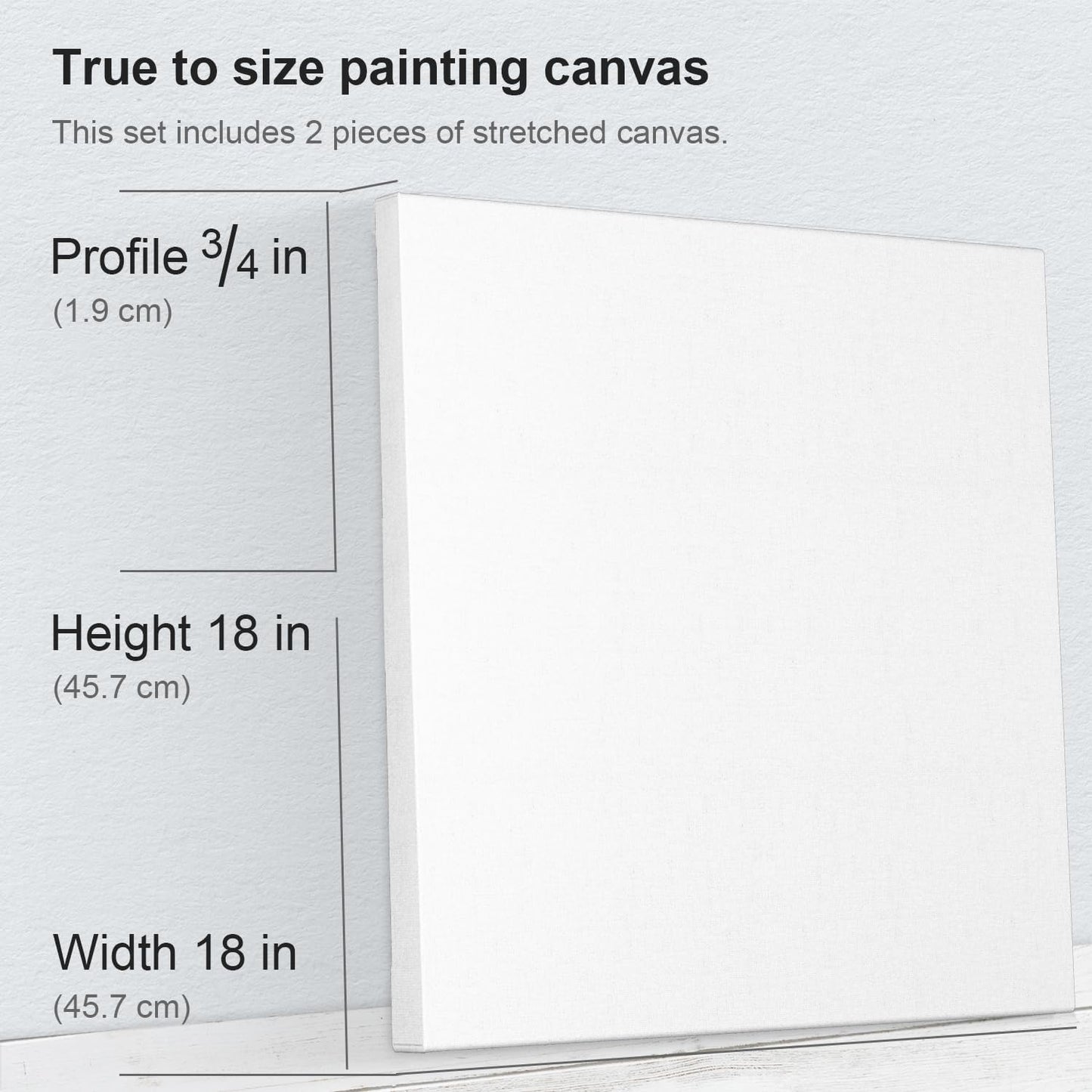 PHOENIX 18x18 Inch 2 Pack Artist Canvas - Large Square Stretched Canvases for Painting - 3/4 Inch Profile, 100% Cotton 11 Oz. Gesso Primed White Blank Professional Canvas Oil & Acrylic Paints