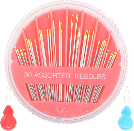 Eketirry Premium Hand Sewing Needles,2 Pack 30-Count Assorted Needles for Sewing Repair, 6 Different Sizes Sewing Needles with 2 Threaders (Pink, 2)