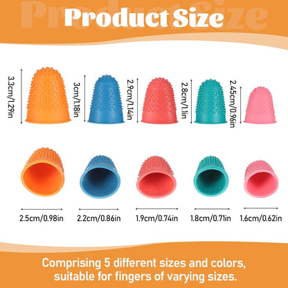 10 Pcs Thumb Thimble for Sewing, 5 Sizes Rubber Finger Thimbles, Reusable Finger Tips Protection for Quilting, Paperwork, Counting, Cutting, Knitting, Crafts