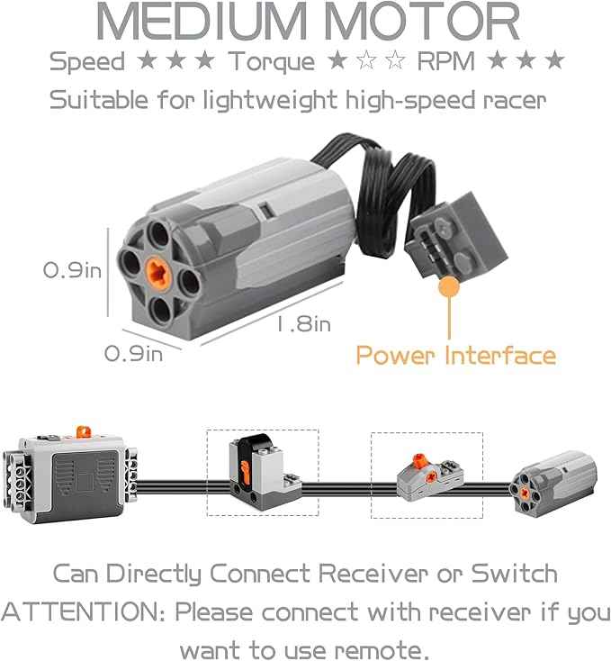 54PCS Power Function Motor Set, Infrared Remote Control&Battery Pack Motor Kit, Compatible with Building Blocks,Technic Sets, Light Electric Functions Motors and Gears, Kid&Adult