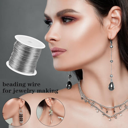 5 Rolls Jewelry Making Wire 18, 20, 22, 24, 26 Gauge Copper Craft Wire Bendable Metal Jewlery Wires Kit Silver Beading Wires for Jewelry Making Supplies and Crafting, 5 Size(Silver)