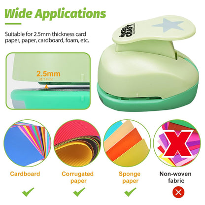 UCEC Star Hole Paper Punch, Star Lever Puncher for Crafts, 1 Inch Craft Punch, 5/8 inch Hole Punch Shape, 3/8 inch Paper Punch for Crafting - Crafty Corner