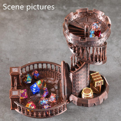 AUSPDICE DND Dice Rolling Tower Castle for D&D Dungeons and Dragons Role Playing Games Retro Themed (Red Copper Color)