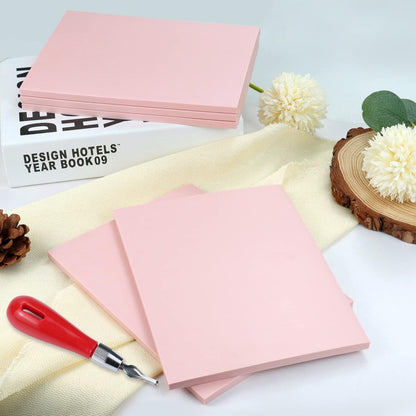 6 Pack 8"x6" Pale Pink Rubber Stamp Carving Blocks Rubber Carved Brick Soft Rubber Linoleum Block for Craft Project